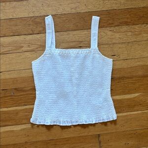 Madewell white rouched tank cotton size small nwot